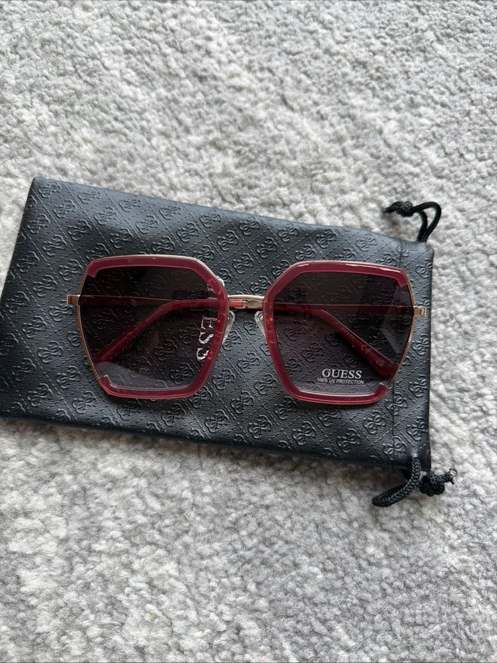 Guess Women’s Sunglasses GF0418/S 69T 58-20-15’3 Gold Rectangular Frame